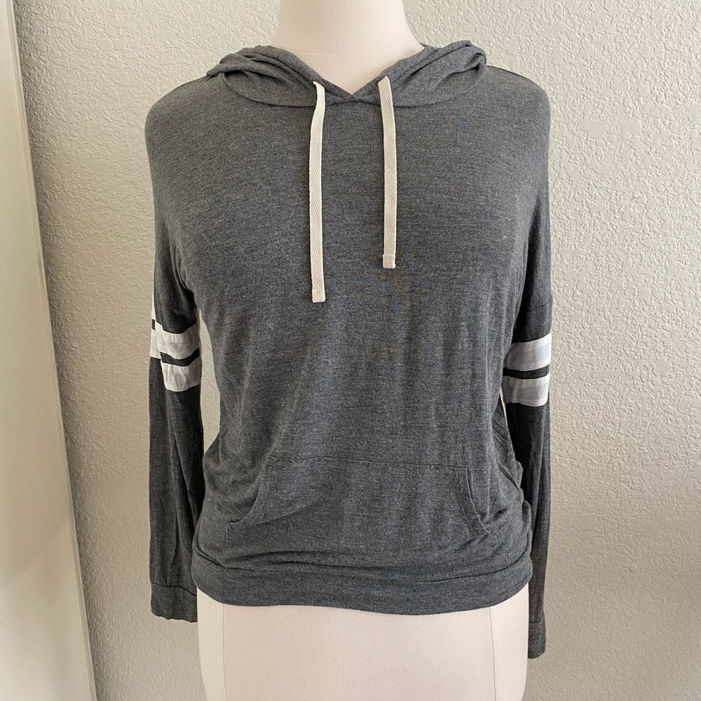Grey long sleeved shirt with hood
